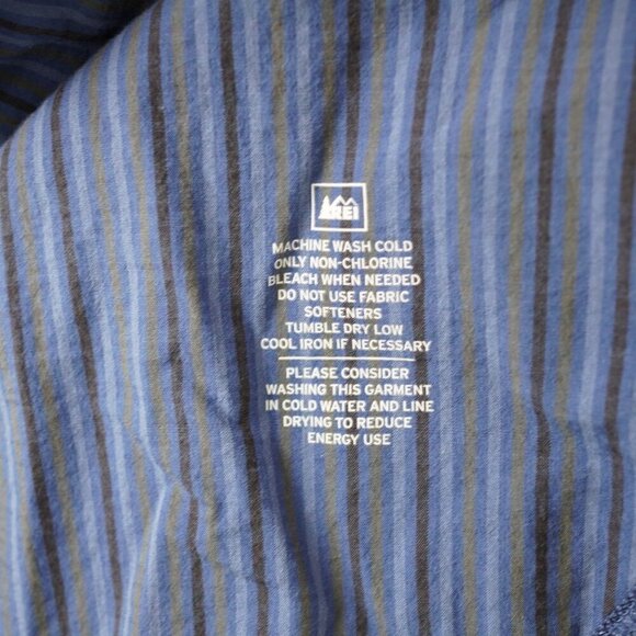 REI Mens Blue Short Sleeve Button Up Shirt Size M Striped Outdoor Lightweight - Picture 7 of 7